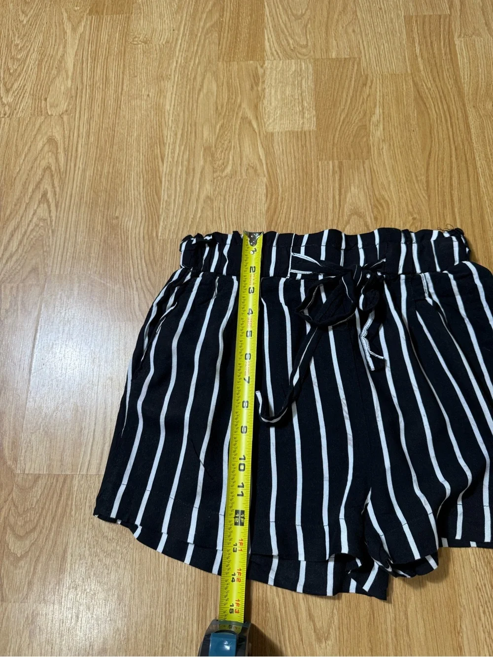 Bundle of 2 Navy Floral and Black Stripe High Waist Women’s Shorts - Size M